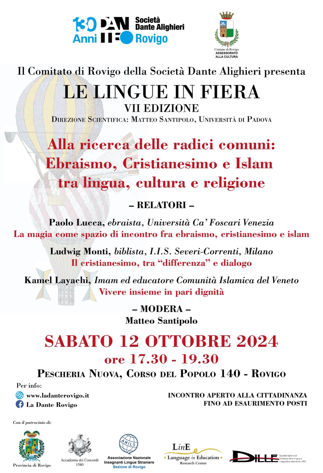 Le Lingue in Fiera 2024. “Alla ricerca delle radici comuni: Ebraismo, Cristianesimo e Islam tralingua, cultura e religione”.